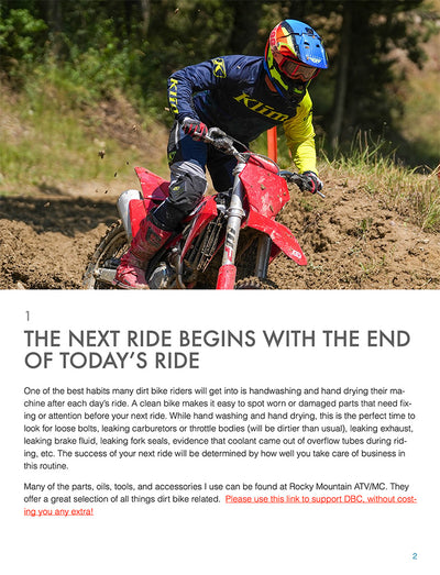 DBC Dirt Bike Pre-Ride Checklist (Digital Download PDF)